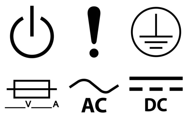 Terre Protectrice Sol Courant Alternatif Signe Symbole Alimentation Circuit — Image vectorielle