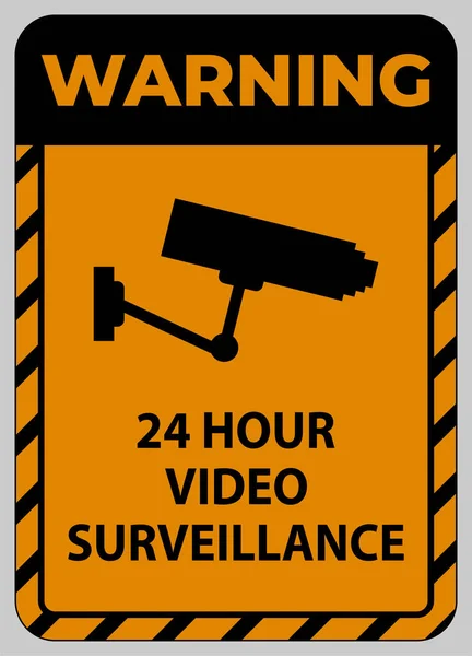 Señal Advertencia Cctv Horas Video Vigilancia — Vector de stock