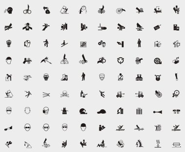 Tehlike Sembolleri Uyarı İşaretleri Beyaz Arkaplanda İzolasyon İmzala, Vektör Resimleri