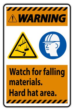Warning Sign Watch For Falling Materials, Hard Hat Area clipart