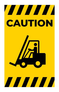 Dikkat Forklift Sembol İşareti Beyaz Arkaplanda İzole Ekle, Vektör Resimleri