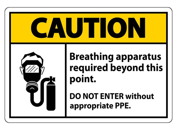 Varovné Znamení Dýchací Přístroje Jsou Vyžadovány Tímto Bodem Nevstupujte Bez — Stockový vektor
