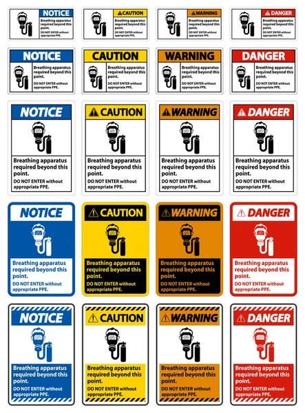 Warnzeichen Atemgerät Erforderlich Über Diesen Punkt Hinaus Nicht Ohne Entsprechende — Stockvektor