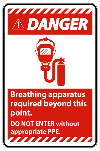 Nebezpečné Znamení Dýchací Přístroje Vyžadovány Tímto Bodem Nevstupujte Bez Vhodného — Stockový vektor