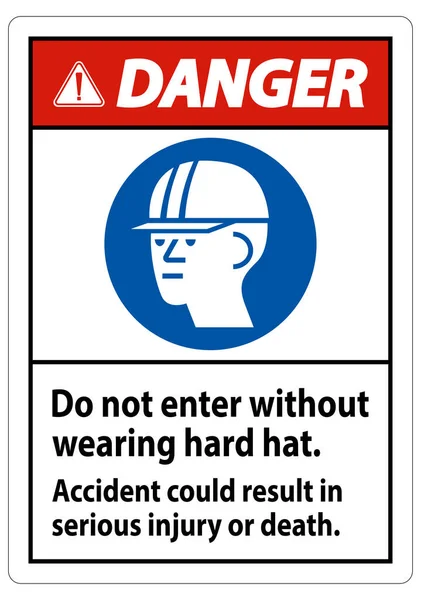 Warning Sign Enter Wearing Hard Hat Accident Could Result Serious — Stock Vector