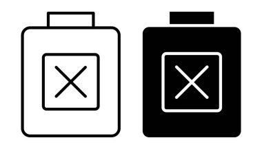 İçinde tehlikeli bir sembol bulunan siyah-beyaz konteyner simgeleri. Çeşitli sektörlerde güvenlik işaretleri veya risk yönetimi çizimleri için ideal.