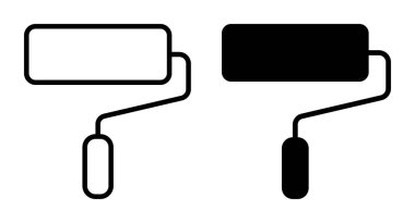 Bu resim siyah ve beyaz boya rulolarının minimalist temsillerini, yaratıcı projeler, ev geliştirme temaları veya tasarım elementleri için mükemmeldir..