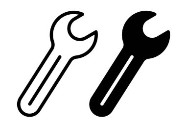 Çeşitli tasarım projeleri ve bağlamlarda onarım ve bakım görevleri için mükemmel siyah ve beyaz anahtar simgeleri.