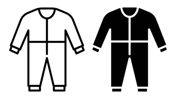 Эта иллюстрация показывает простые белые и черные детские ползунки, подчеркивая минимализм и комфорт. Перфект для линий детской моды или дизайна одежды.