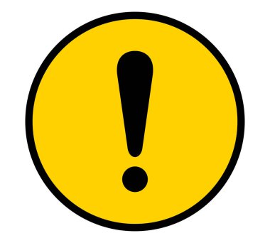 Siyah bir çemberin içinde ünlem işareti olan parlak sarı bir uyarı sembolü. Bu grafik uyarıyı iletir ve izleyicileri etkin bir şekilde uyarır.