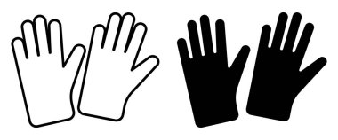 Bu resim siyah ve beyaz siluetlerde karşıt bir çift eldiven içerir. Güvenlik, hijyen ya da moda aksesuarlarının temsilini gerektiren projeler için ideal.