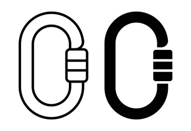 Bu resim bir karabina tokasının siyah-beyaz tasarımını içeriyor, açık hava giysisi için ideal. Macerayla ilgili projelerde çeşitli uygulamalar için uygundur.