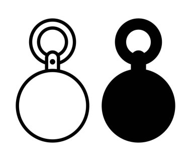 Bu resim, mücevher, moda ve sanatsal projeler için ideal siyah ve beyaz zıt renkte minimalist yuvarlak kolye tasarımları içerir..