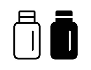 Bu resim, sıvı kaplar için iki farklı şişe tasarımının ana hatlarını içeriyor. Minimalist biçim çeşitli uygulamalar için uygun çok yönlülüğü vurgular.