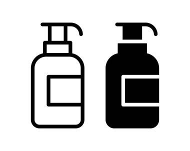 Bu illüstrasyonda sıvı ürünleri temsil eden siyah beyaz pompa şişeleri yer almaktadır. Paketleme tasarımı, kişisel bakım ve kozmetik uygulamalar için idealdir..