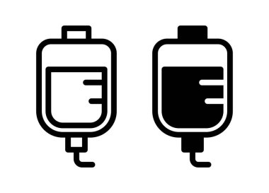 Sağlık uzmanları ve hastaneler için tıbbi malzemelerin sergilendiği ana hatlarda damar içi sıvı torbalarının ayrıntılı çizimi.