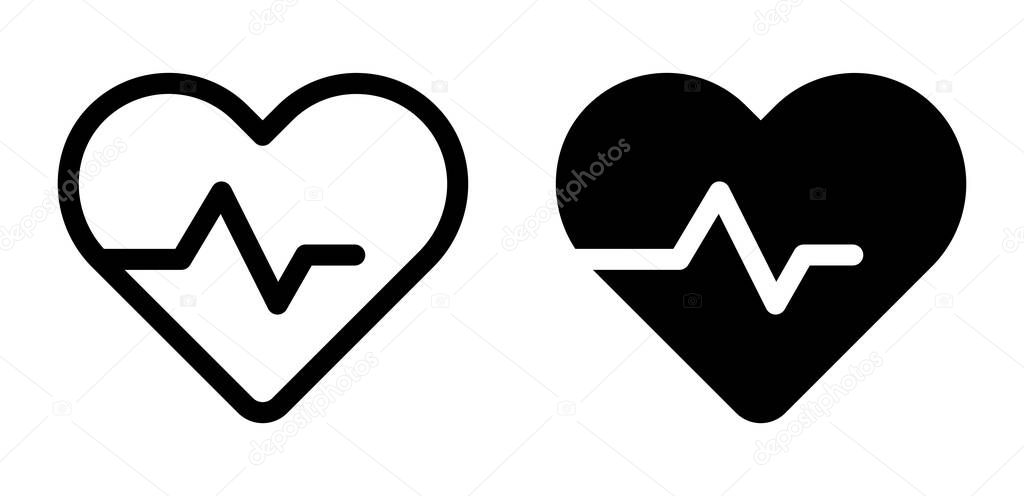 This graphic features two heart icons with a heartbeat line, showcasing a modern design approach. One heart is outlined while the other is filled, perfect for health-related projects.