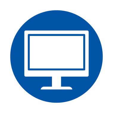 Canlı mavi bir arkaplan üzerine kurulu bir bilgisayar ekranının resimsel simgesi, teknoloji ve tasarım projeleri için mükemmel. Dijital uygulamalar için ideal.