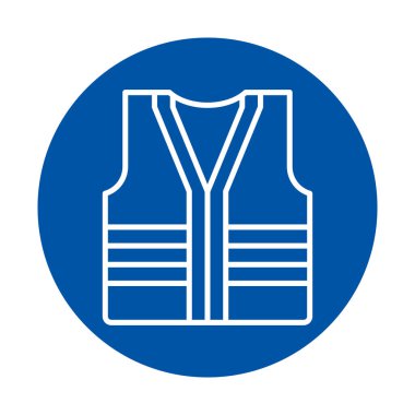 Bu resim, iş güvenliği ve koruyucu donanım kavramlarını resmetmek için ideal mavi arkaplandaki bir güvenlik yeleğinin basit bir taslağını içerir..