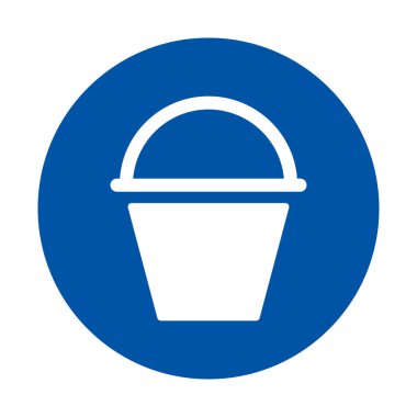 Bu resim, çeşitli tasarım projeleri, tabelalar ve dijital sanat eserlerinde kullanılmak üzere beyaz kova sembollü basit bir mavi daire simgesini içerir..