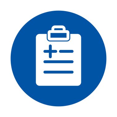 Bu resim, sağlık ve hasta bakımını sembolize eden mavi çember üzerinde artı işareti olan bir tıbbi pano simgesini içeriyor..