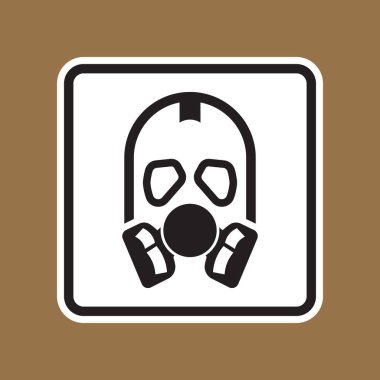 Bu resim kahverengi arkaplandaki gaz maskesi ikonunun basit ama çarpıcı bir illüstrasyonunu içerir. Tehlikeli ortamlarda güvenlik ve acil durum hazırlığını temsil eder..