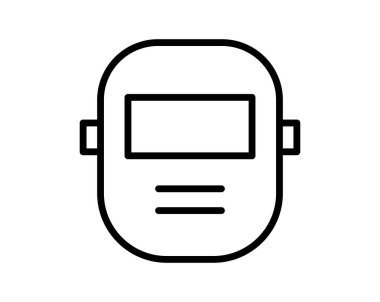 Bu basit çizgi çizimi, sanayiyle ilgili projeler ve eğitim materyalleri için mükemmel beyaz bir zemine karşı bir kaynak maskesini tasvir ediyor..