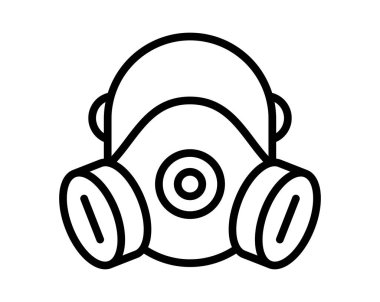 Bu resimde, acil durumlar ve sanayi ortamları gibi çeşitli durumlarda güvenlik ve sağlık önlemlerini sembolize eden koruyucu gaz maskesinin basit bir çizimi yer alıyor..