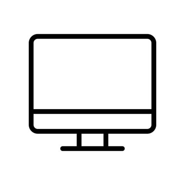 Bir bilgisayar monitörünün basit ve modern taslağı, teknolojiyle ilgili projeler, dijital içerik veya temiz bir arkaplan üzerine iş illüstrasyonları için ideal.