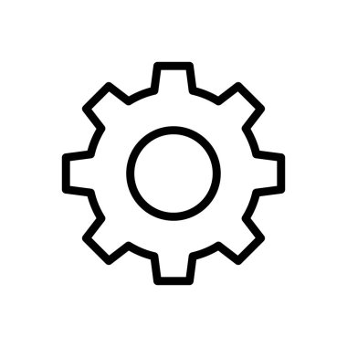 Bu resim, mekanizmaları ve mühendislik kavramlarını temsil eden basit bir siyah beyaz dişli simgesini içerir. Çeşitli tasarım projeleri için çok yönlü grafik öğesi olarak hizmet verir.
