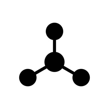 Bilim ve kimyanın temel kavramlarını eğitici ya da resimsel amaçlar için temsil eden, moleküler bir yapıyı tasvir eden basit bir siyah beyaz simge..