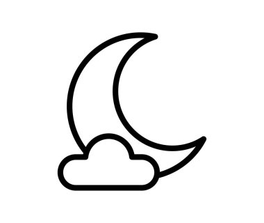 Bu minimalist illüstrasyon, bir ay ve bulutun basit bir taslağını içerir, geceyle, sükunetle ve göksel güzellikle ilgili konular için mükemmeldir..