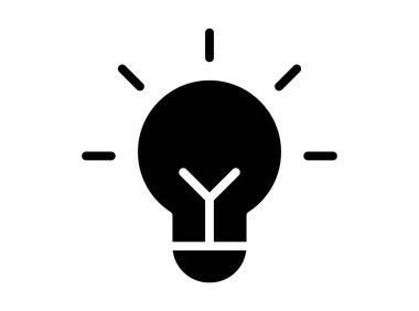 Çarpıcı bir siyah ampul ikonu ışınları yayıyor, fikirleri, yaratıcılığı ve yeniliği temsil ediyor. Çeşitli alanlardaki görsel kavramlar için mükemmel.