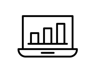 Bir dizüstü bilgisayar ekranında, veri büyümesini gösteren, ticari ilerleme ve analizi sembolize eden, sunum ve raporlar için ideal basit bir çizgi grafiği gösterilir..