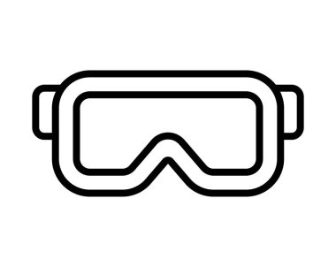 Koruyucu gözlüklerin bu minimalist tasviri güvenlik ve işlevselliği vurguluyor. Endüstriyel, sağlık ve kişisel koruma kullanımlarına ilişkin bağlamlar için ideal.