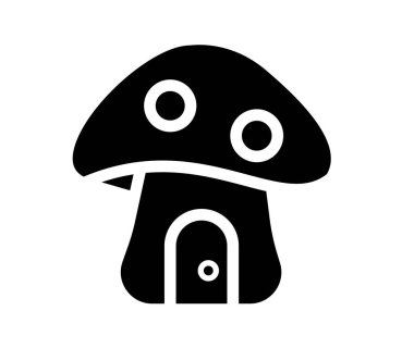 Bu büyüleyici siyah beyaz çizim, yaratıcı projeler veya fantezi temalar için ideal eğlenceli özelliklere sahip tuhaf bir mantar evini tasvir ediyor..