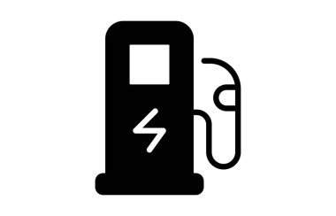 Bu grafik, enerji verimliliği, sürdürülebilir ulaşım ve modern teknoloji çevresindeki temalar için ideal bir elektrik yakıt pompası ikonuna sahiptir. Çevre dostu projeler için mükemmel..