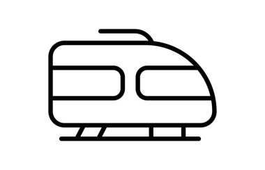 Bu minimalist çizgili sanat çizgisi modern seyahat ve ulaşımı sembolize eden yüksek hızlı bir treni tasvir ediyor, tasarım projeleri veya seyahat içeriği için mükemmel.