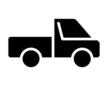 Bir pikap kamyonetinin minimal siyah silueti, ulaşım, dağıtım veya otomotiv temalarıyla ilgili grafikler veya tasarımlar için ideal.