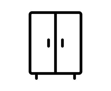 Bu modern gardırop çizimi, ev tasarımı projeleri ya da iç dekorasyon temaları için mükemmel iki kapı ve tutacağı olan basit bir sanat tarzına sahiptir..