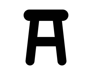 Basit, simgesel siyah bir tabure, minimalist tasarımı temsil ediyor. Çeşitli grafik projeler, iç dekorasyon ve mobilyayla ilgili temalar için ideal.