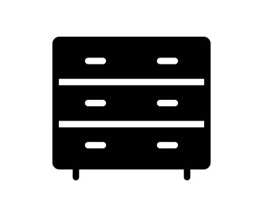 Bu siyah çekmece ikonu modern mobilya tasarımını temsil ediyor. Ev dekorasyonu, depolama çözümleri ve minimalist estetik projeleri için ideal.