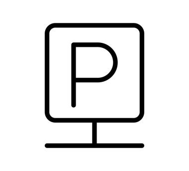 Bu resim, seyrüsefer için tasarlanmış bir minimalist park simgesini gösteriyor. Basit çizgi çizim biçimi kamusal alanlar için görünürlük ve kullanılabilirliği artırır.