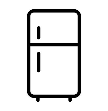 Mutfak temaları ve dekorları için uygun bir buzdolabının temiz ve minimalist tasviri. Modern tasarım projeleri ve mutfak kavramları için ideal.