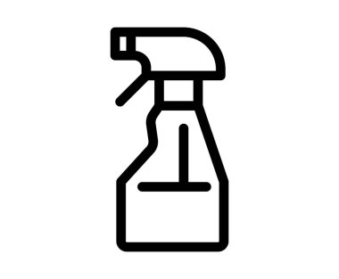 Bir sprey şişesinin minimalist çizgisi tasviri, temizlik ürünleri veya ev kullanımı için ideal. Hijyen ve bakım temaları için mükemmel.