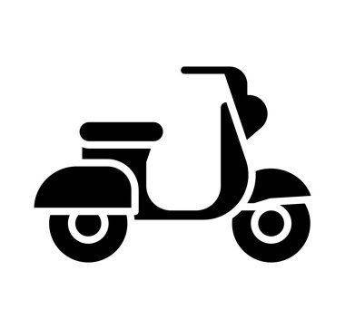 Bu minimalist siyah-beyaz resimde klasik bir scooter silueti sergileniyor. Seyahat, macera ve şehir hareketliliğini sembolize etmek için mükemmel..