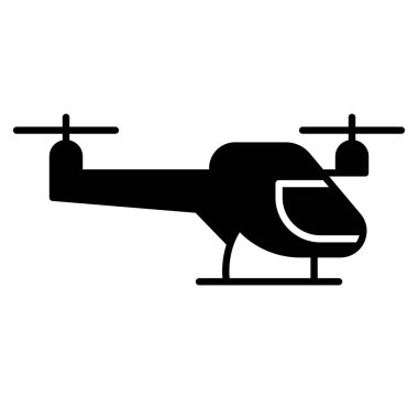 Bir helikopterin parlak siyah silueti modern tasarım ve hava taşımacılığında çok yönlülük sergiliyor. Havacılıkla ilgili projeler ve seyahat temaları için ideal.