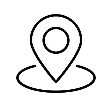 Haritalar, navigasyon uygulamaları ve grafik tasarımları için uygun temiz ve minimal bir konum belirleyici simgesi. Teknoloji ve seyahatle ilgili projeler için ideal.