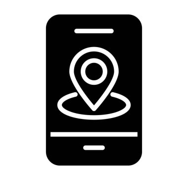 Bu simge, navigasyon ve bağlantıyı sembolize eden bir akıllı telefon dizaynına sahiptir. Teknoloji ve seyahatle ilgili projeler için ideal.