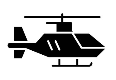 Siyah bir helikopterin bu siluet simgesi ayrıntılı rotor ve vücut tasarımı içerir, havacılık temaları, seyahat ve acil servisler için mükemmeldir.